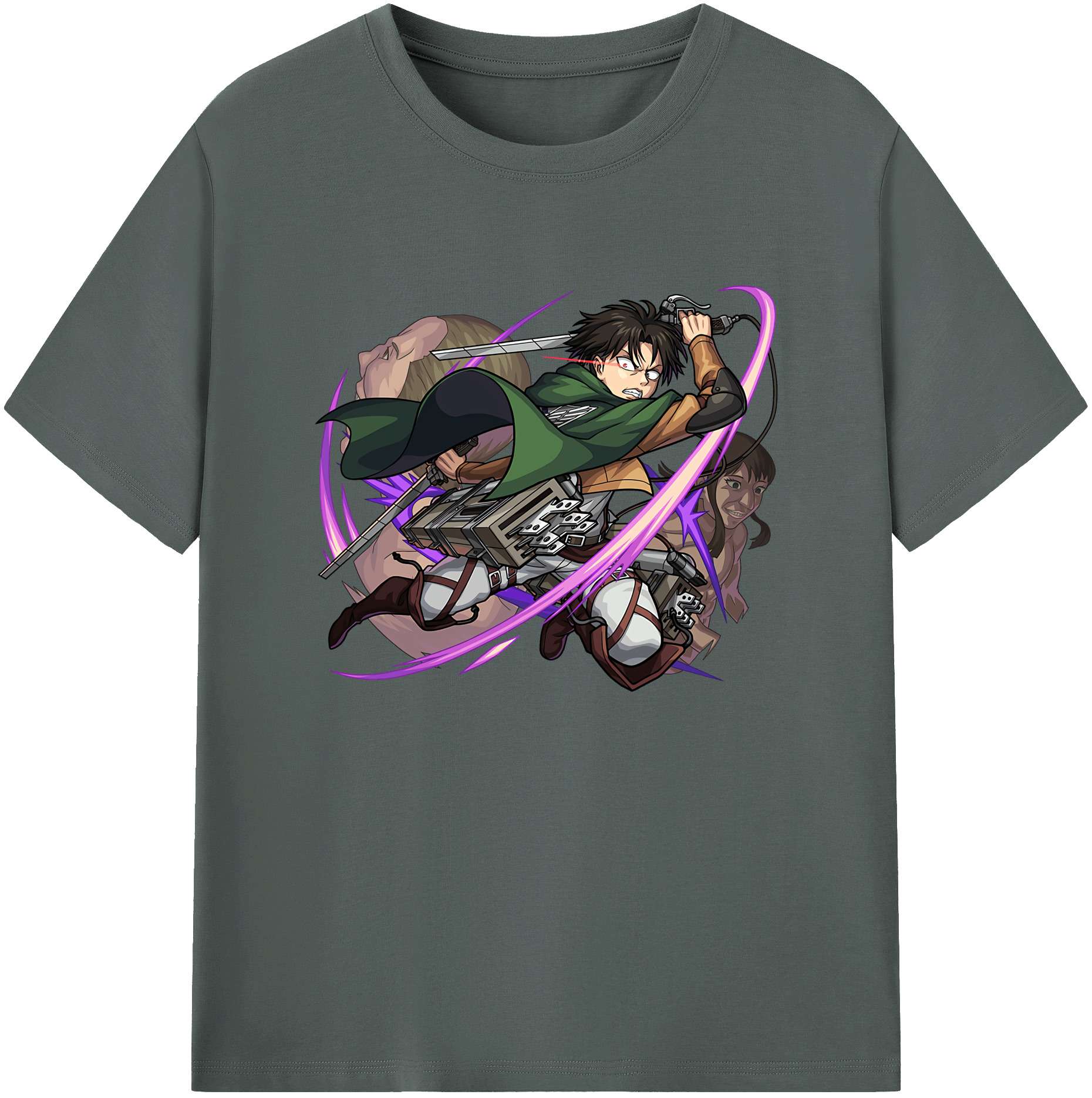 （画像用） 進撃の巨人 リヴァイ·アッカーマン Attack on Titan Levi Ackerman 綿100％ メンズ半袖Tシャツ｜肌触りやわらか＆通気性